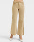 Tan Wide Leg Raw Hem Jeans