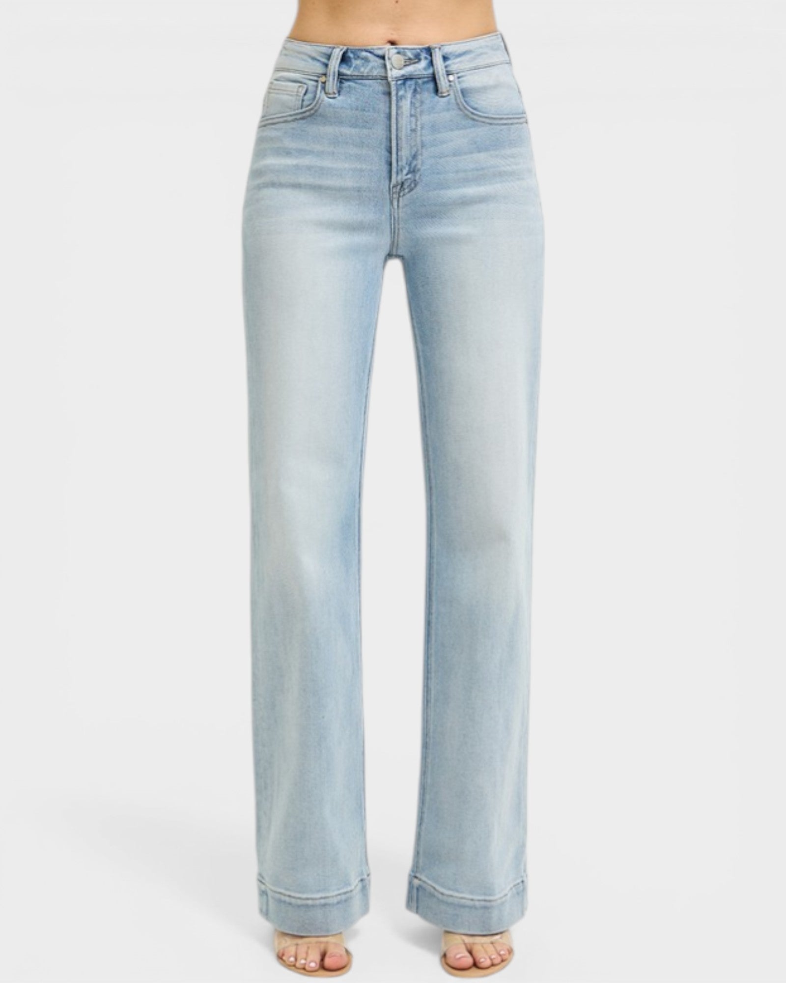 Light blue jeans on a white background