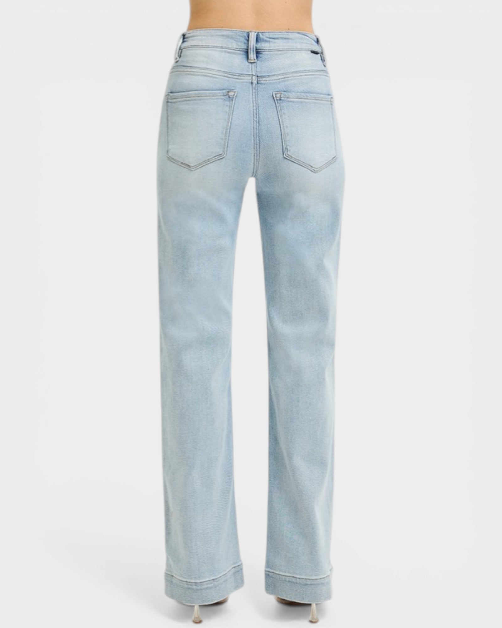 Light blue jeans on a white background