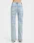 Light blue jeans on a white background