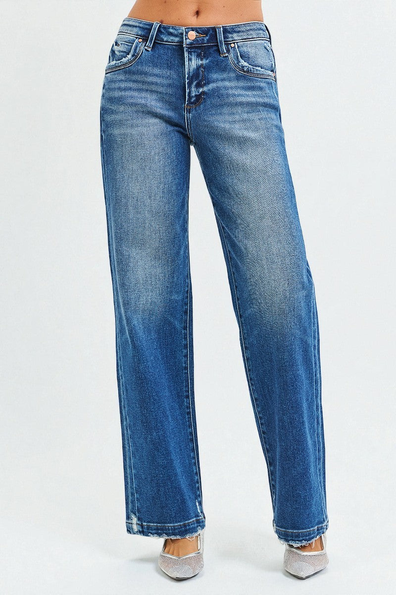 Medium Wash Straight Leg Jeans