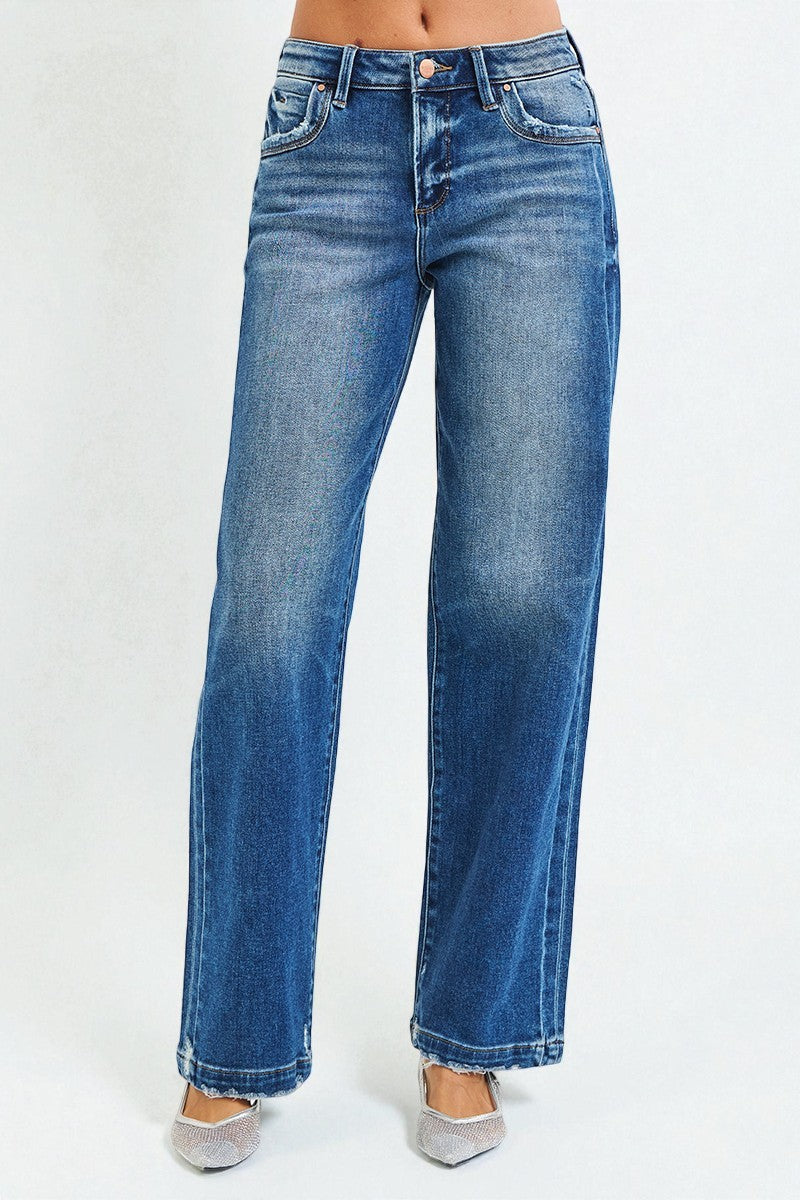 Medium Wash Straight Leg Jeans