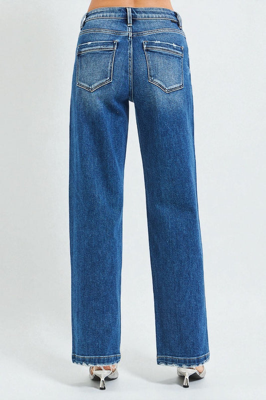 Medium Wash Straight Leg Jeans