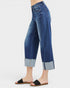 Dark Wash Cuffed Wide Leg Jeans