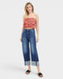 Dark Wash Cuffed Wide Leg Jeans