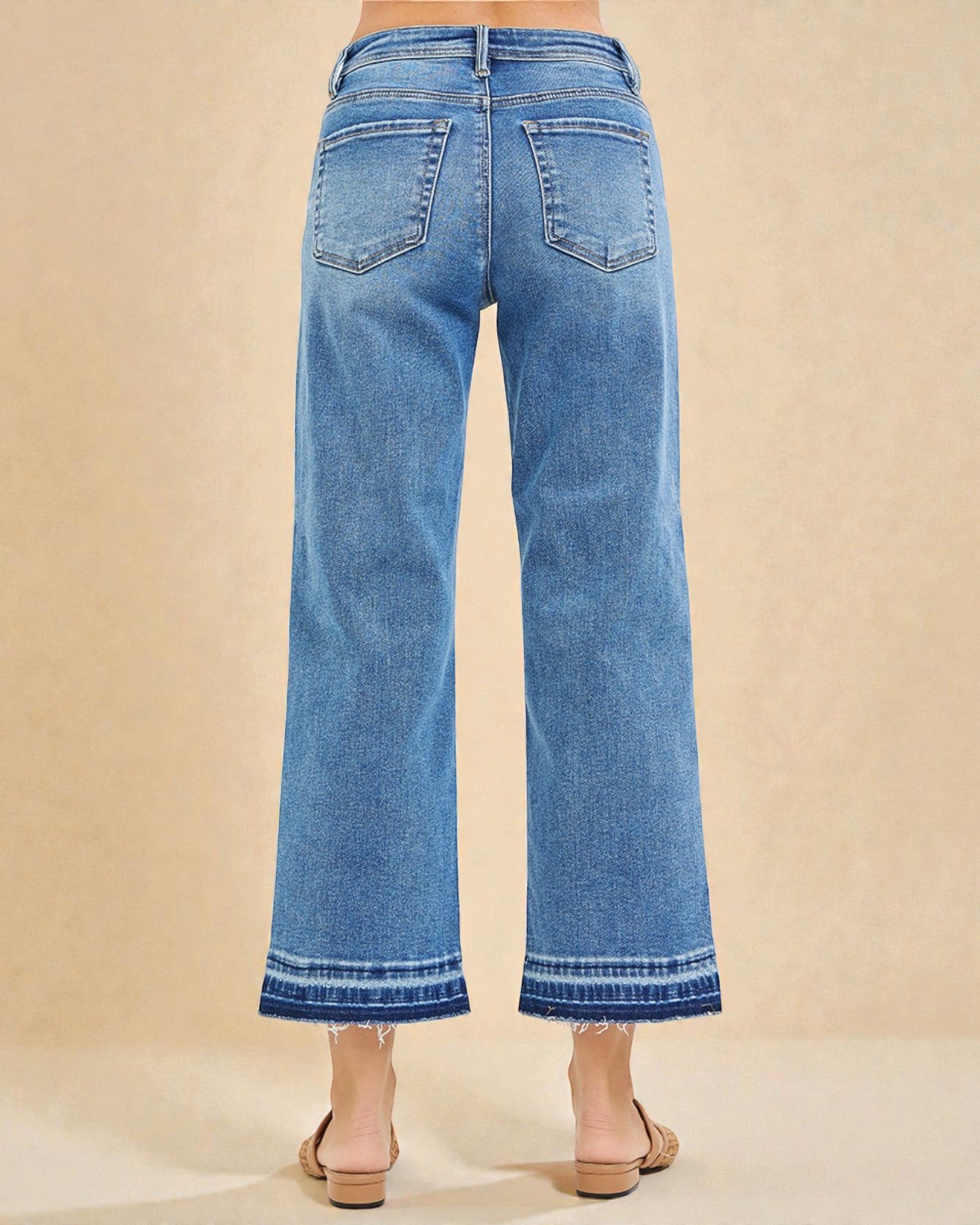 Medium Wash Cropped Wide Leg Jeans