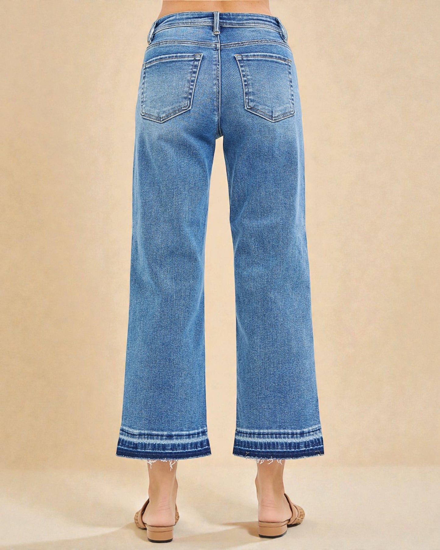 Medium Wash Cropped Wide Leg Jeans