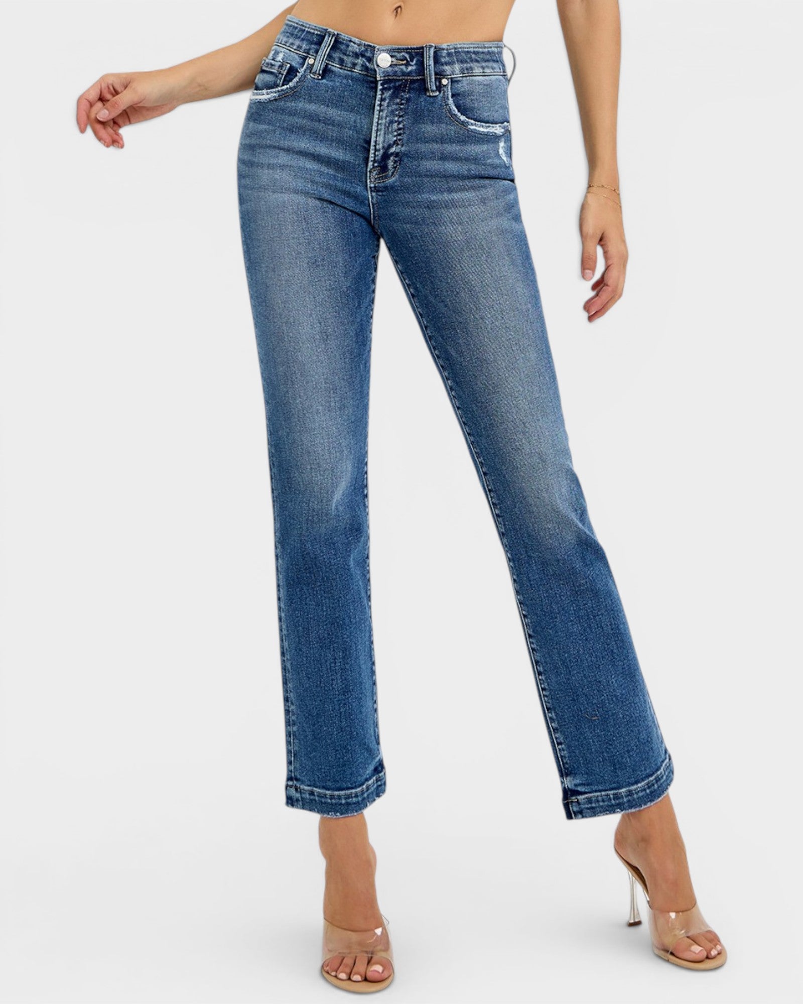 Dark Wash Straight Leg Tummy Control Jeans