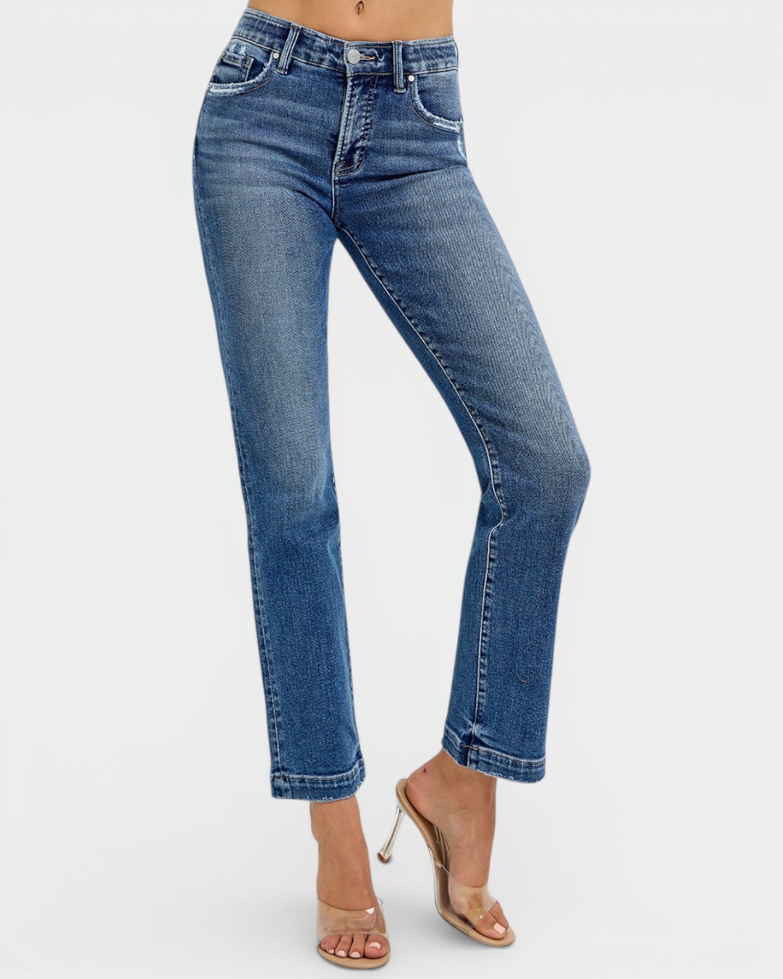 Dark Wash Straight Leg Tummy Control Jeans