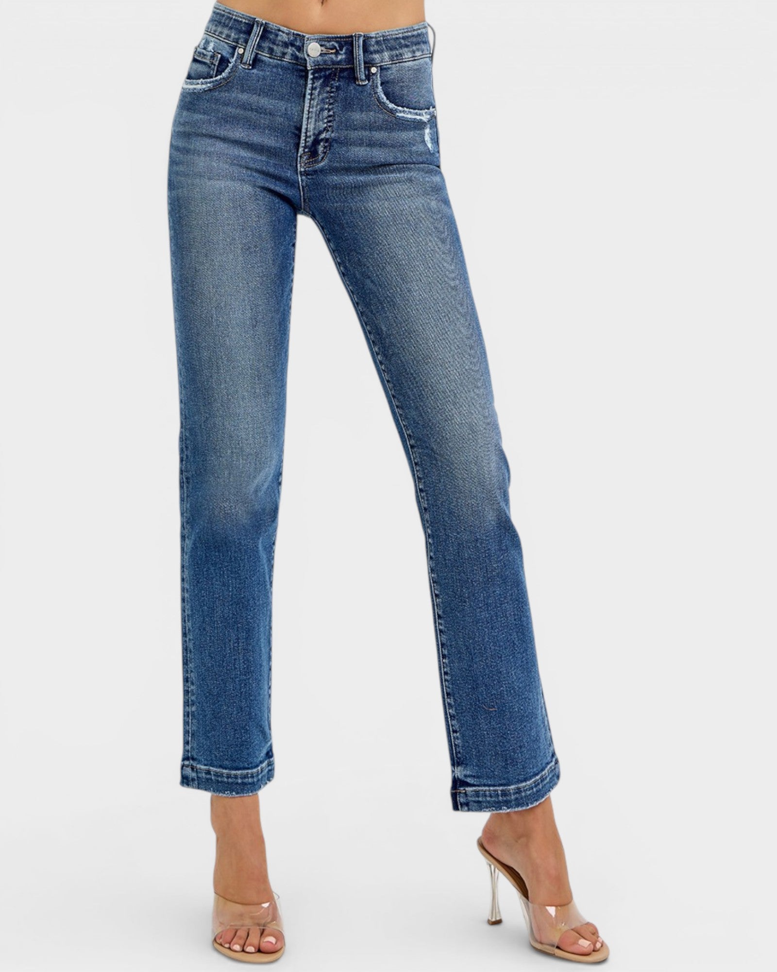 Dark Wash Straight Leg Tummy Control Jeans