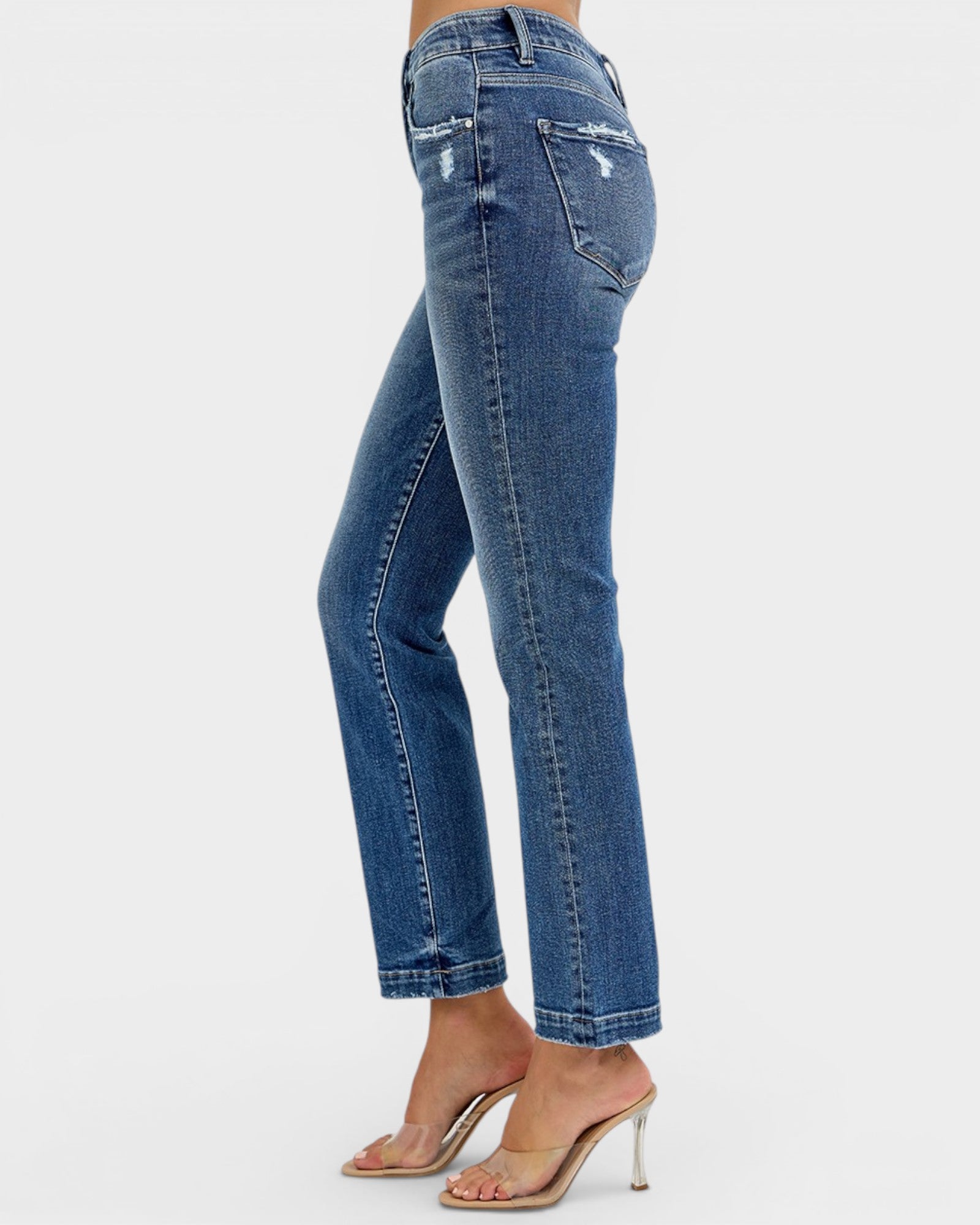 Dark Wash Straight Leg Tummy Control Jeans