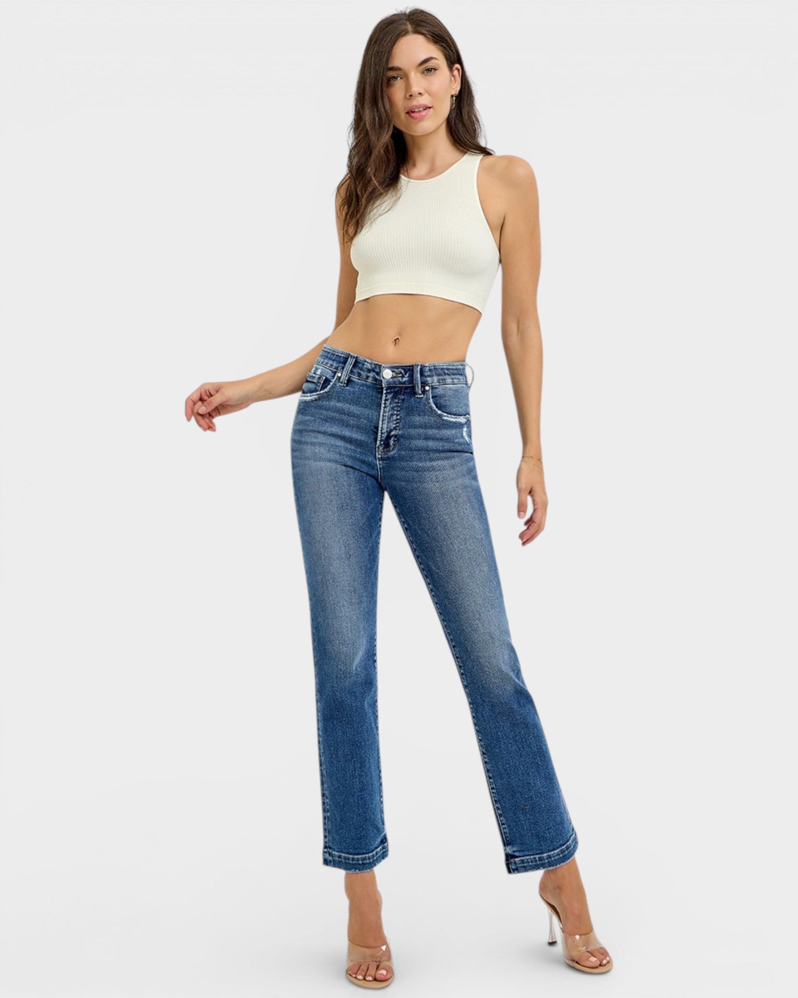 Dark Wash Straight Leg Tummy Control Jeans