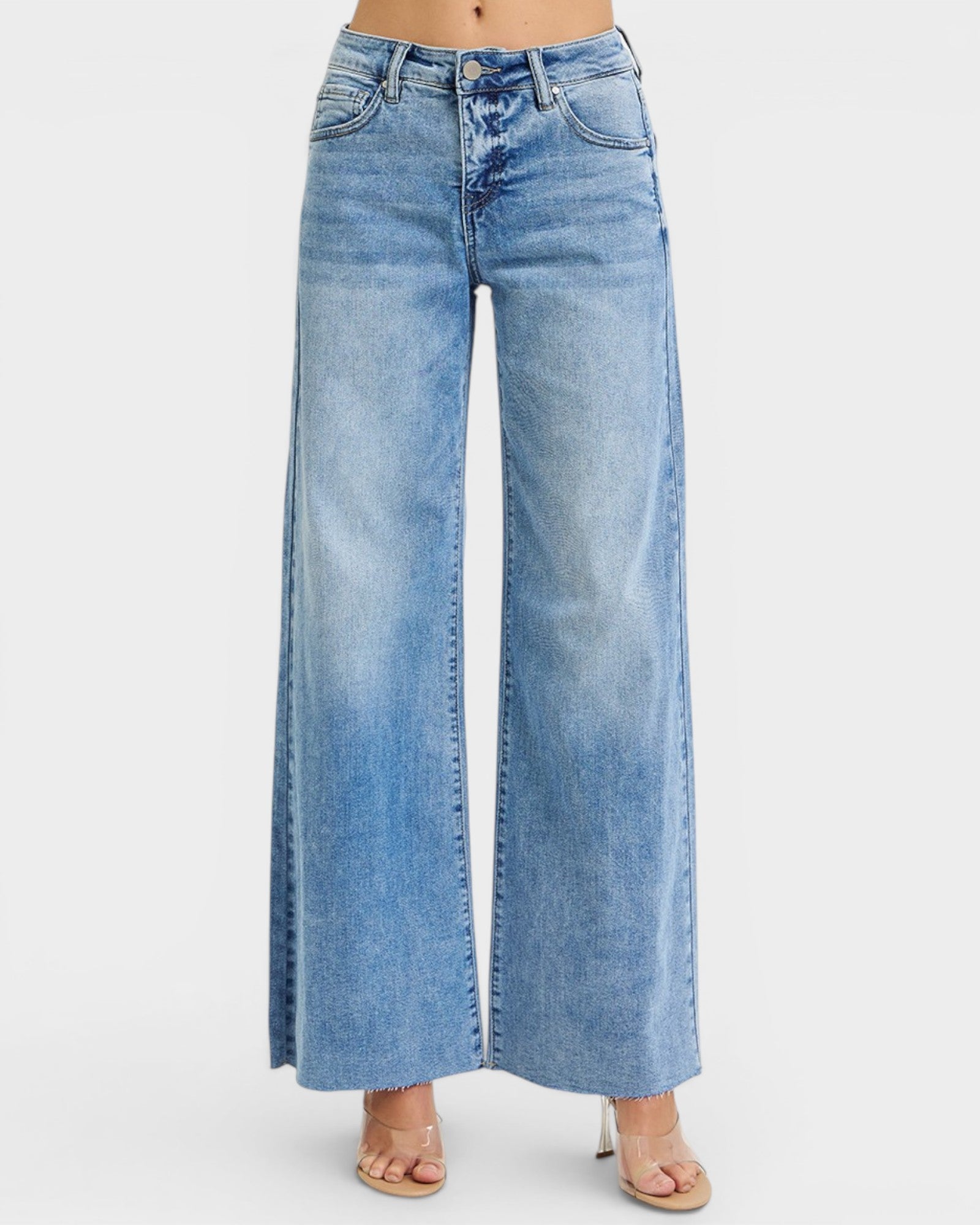 Light Wash Tummy Control Wide Leg Jeans