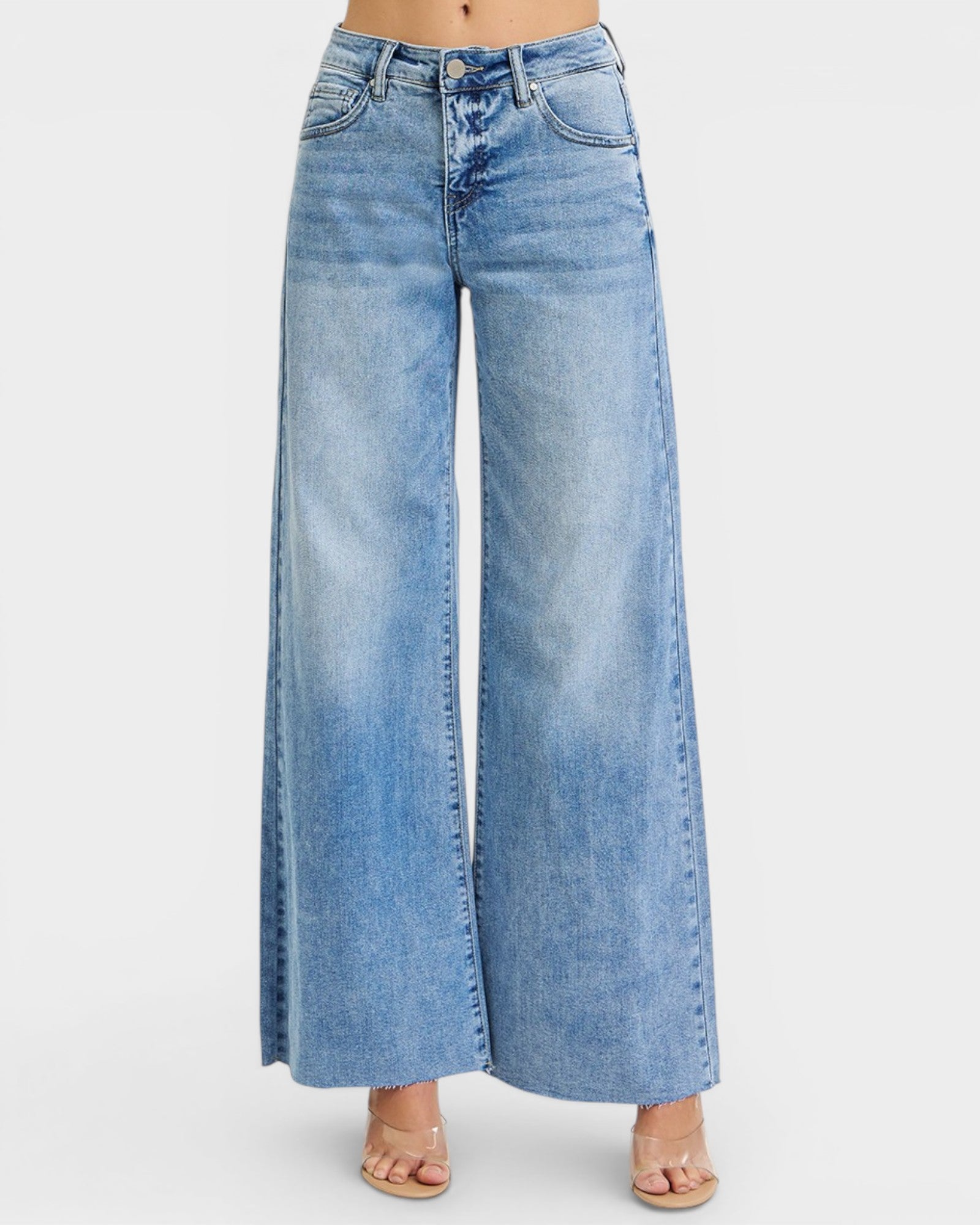 Light Wash Tummy Control Wide Leg Jeans