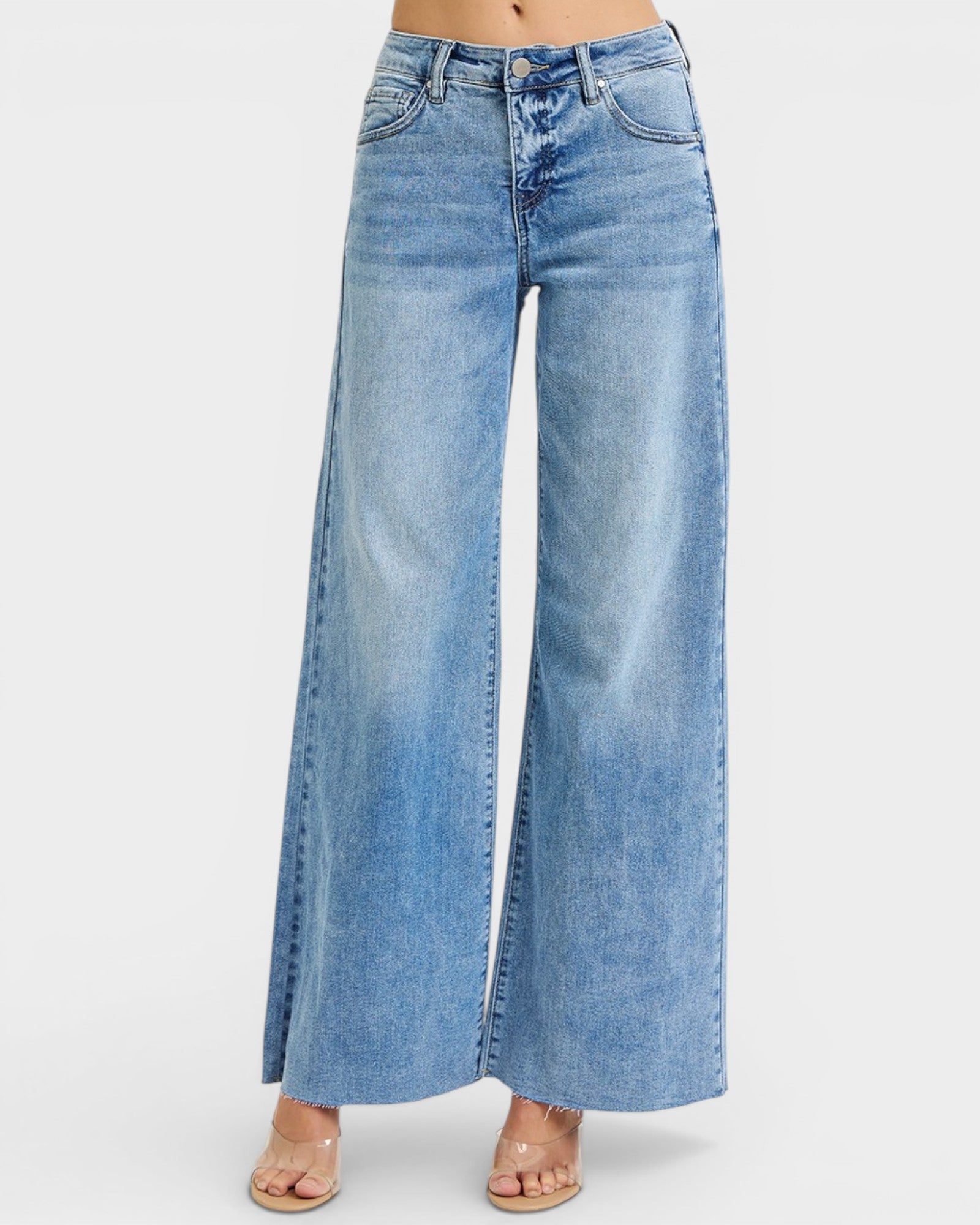 Light Wash Tummy Control Wide Leg Jeans
