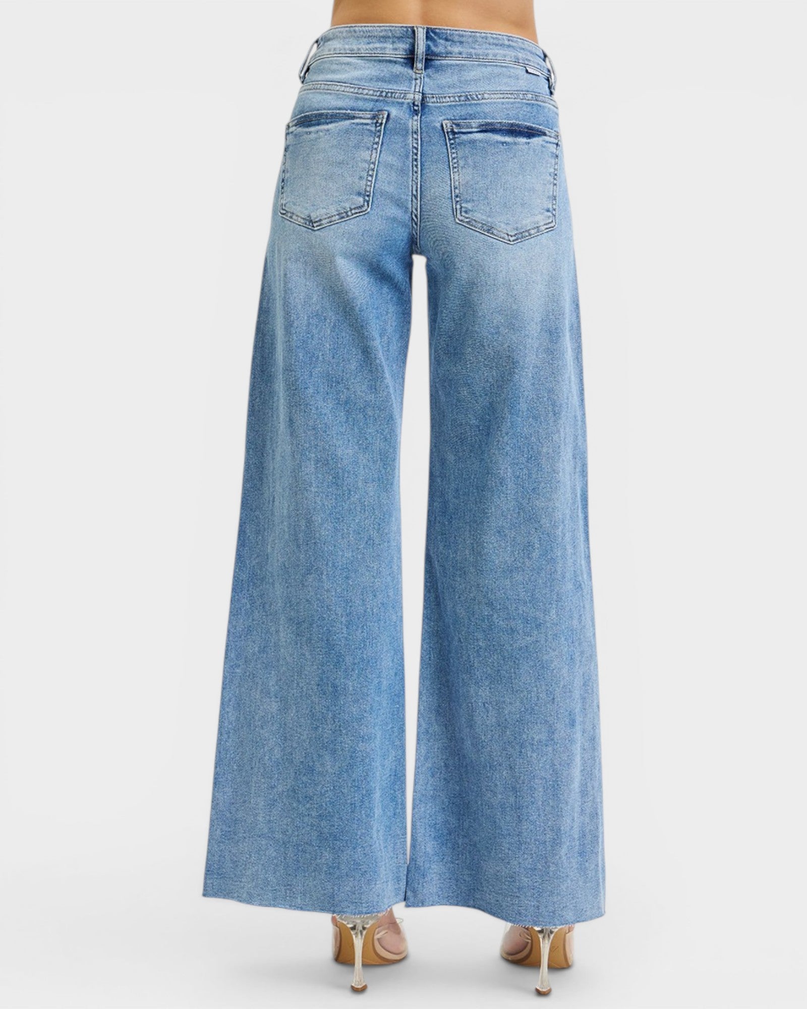 Light Wash Tummy Control Wide Leg Jeans