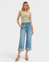 Medium Wash Cuffed Crop Wide Leg Jeans