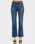 Dark Wash Frayed Hem Straight Leg Jeans