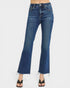 Dark Wash Frayed Hem Straight Leg Jeans