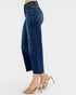 Dark Wash Tummy Control Crop Wide Leg Jeans