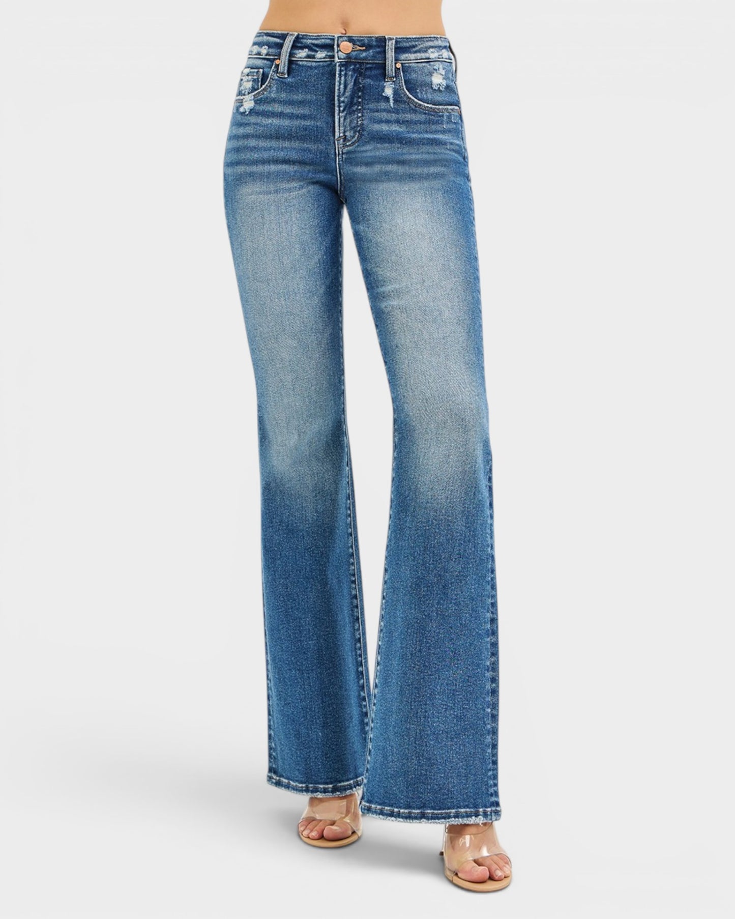 Blue jeans on a white background