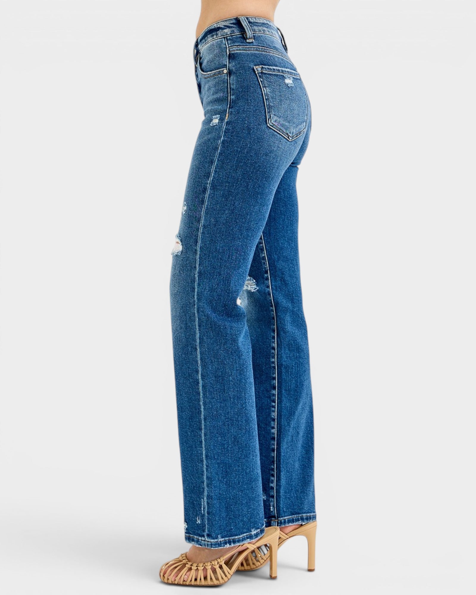 Dark Wash High Rise Tummy Control Straight Jeans