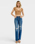 Dark Wash High Rise Tummy Control Straight Jeans