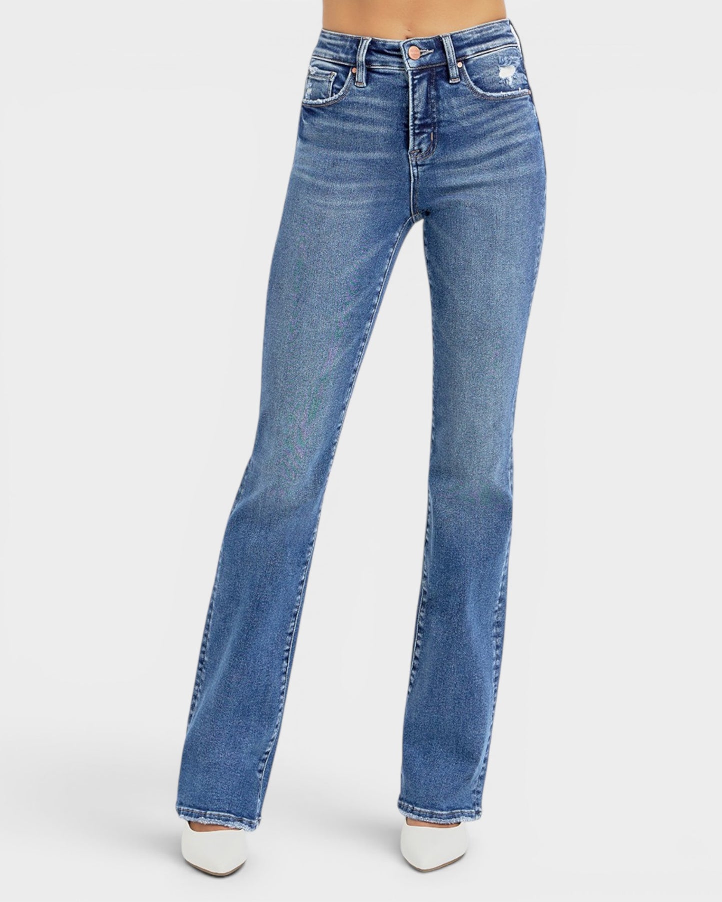 Blue jeans on a white background