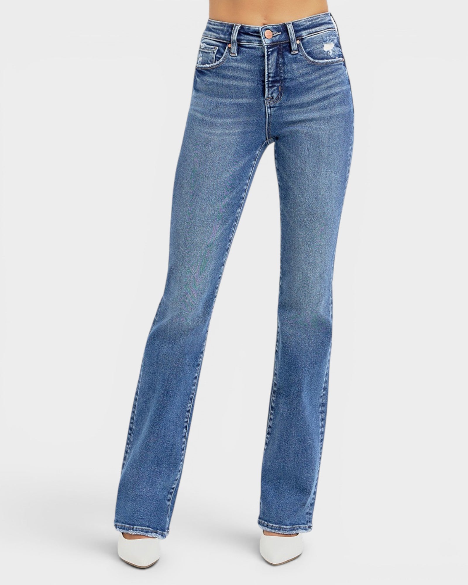 Blue jeans on a white background