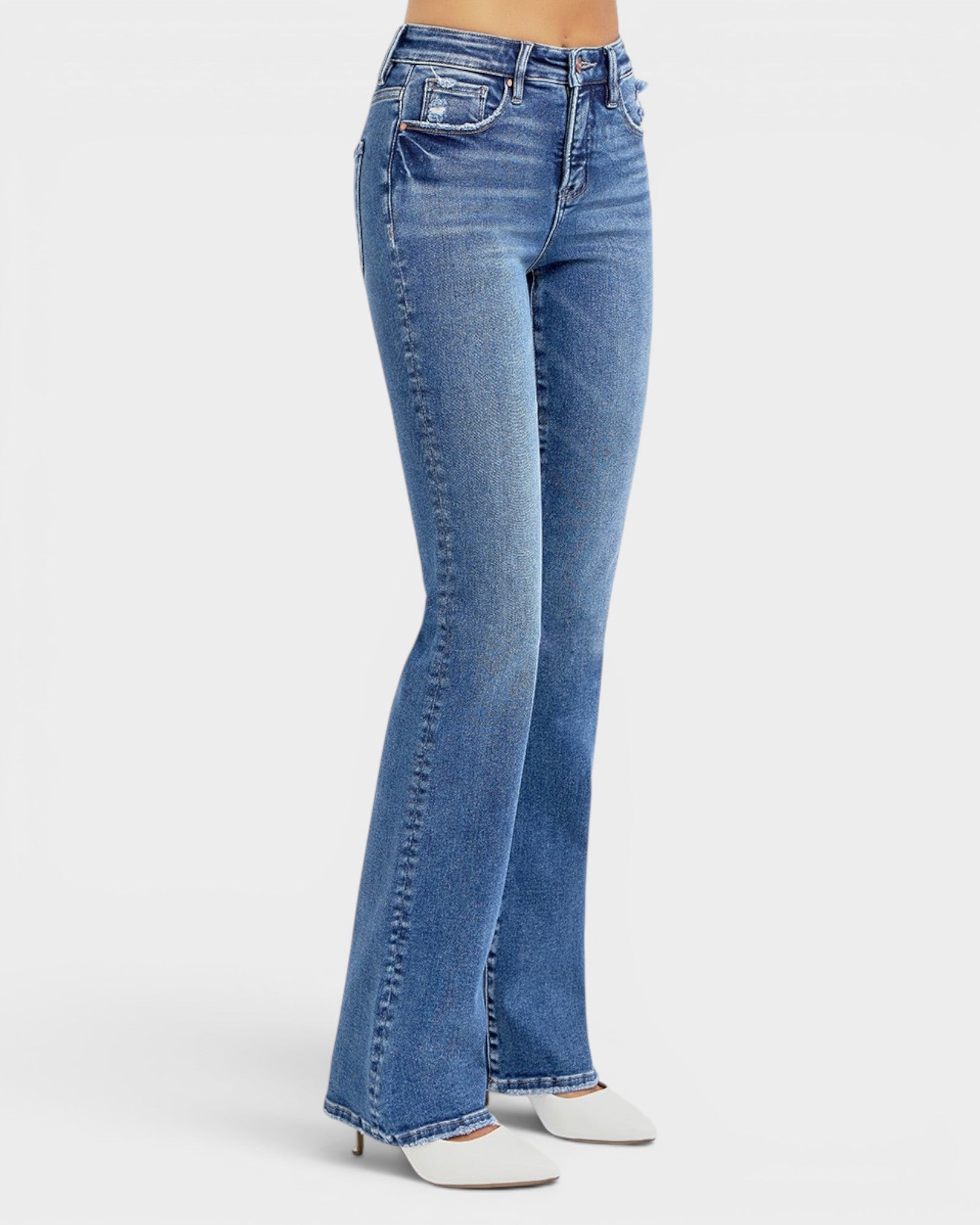 Blue jeans on a white background