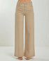 Beige wide-leg jeans on a white background