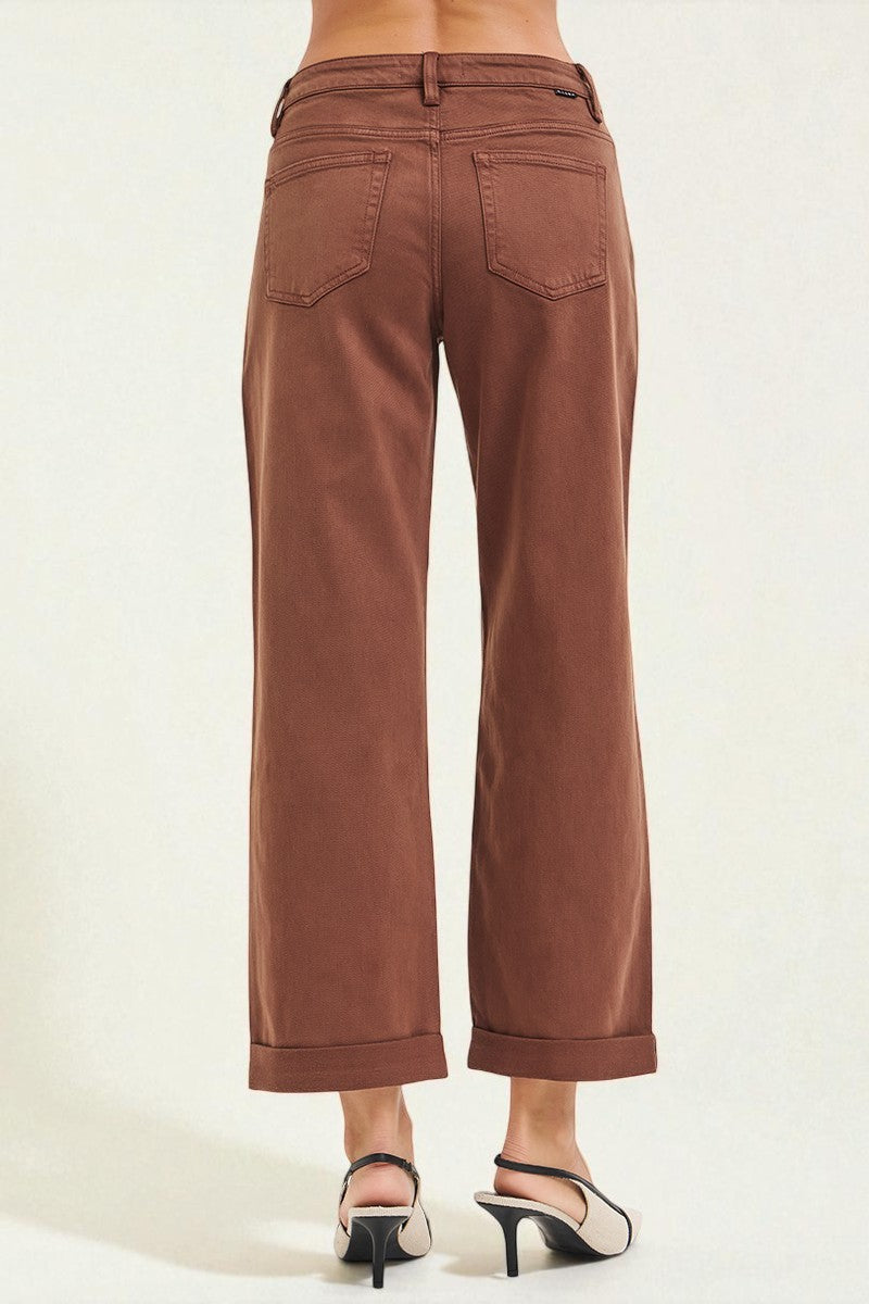 Brown wide-leg pants on a white background