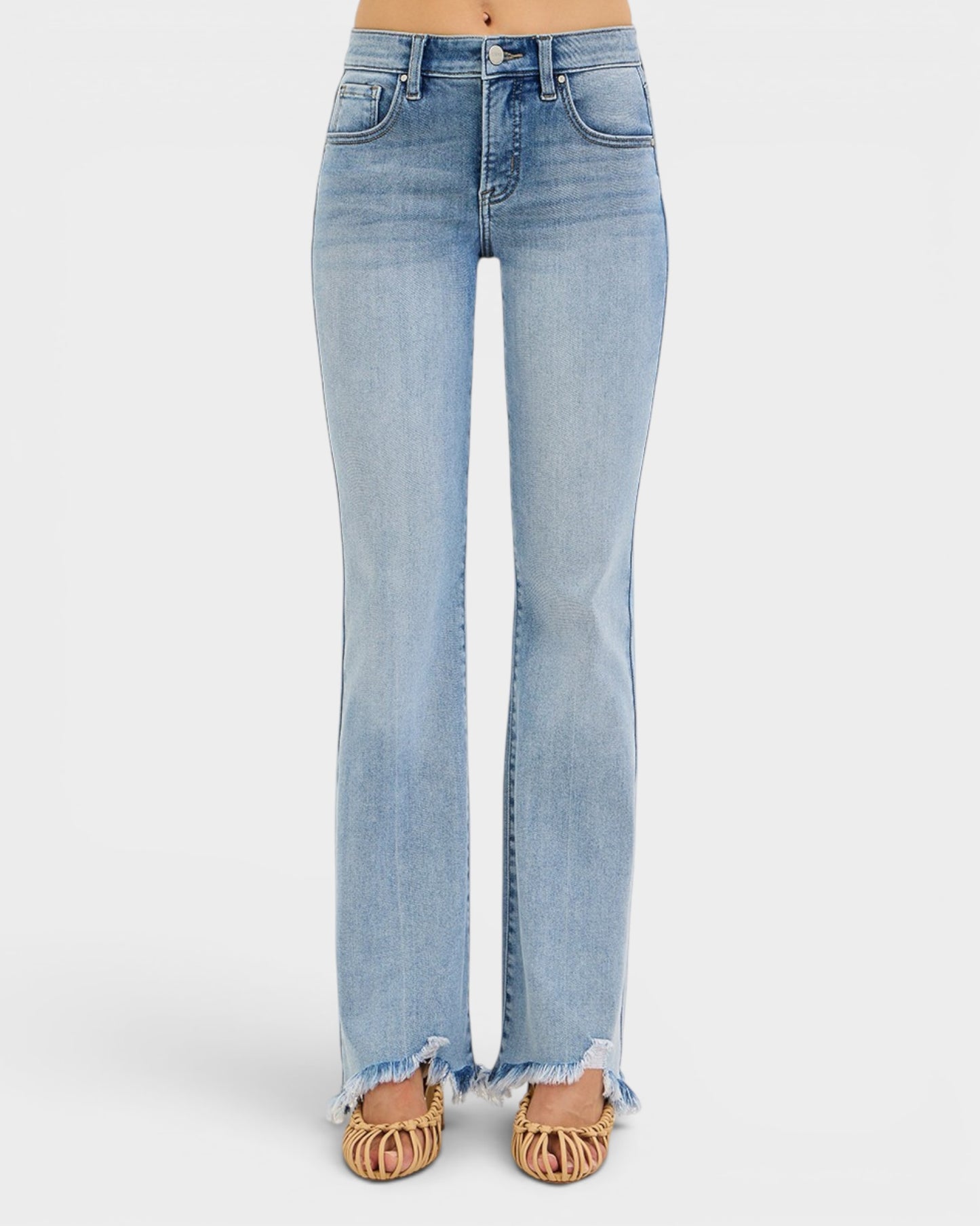 Light blue jeans on a white background