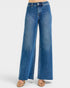 Blue wide-leg jeans on a white background