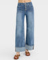 Medium Wash Cuffed Wide Leg Jeans