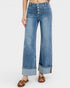 Medium Wash Cuffed Wide Leg Jeans