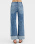 Medium Wash Cuffed Wide Leg Jeans