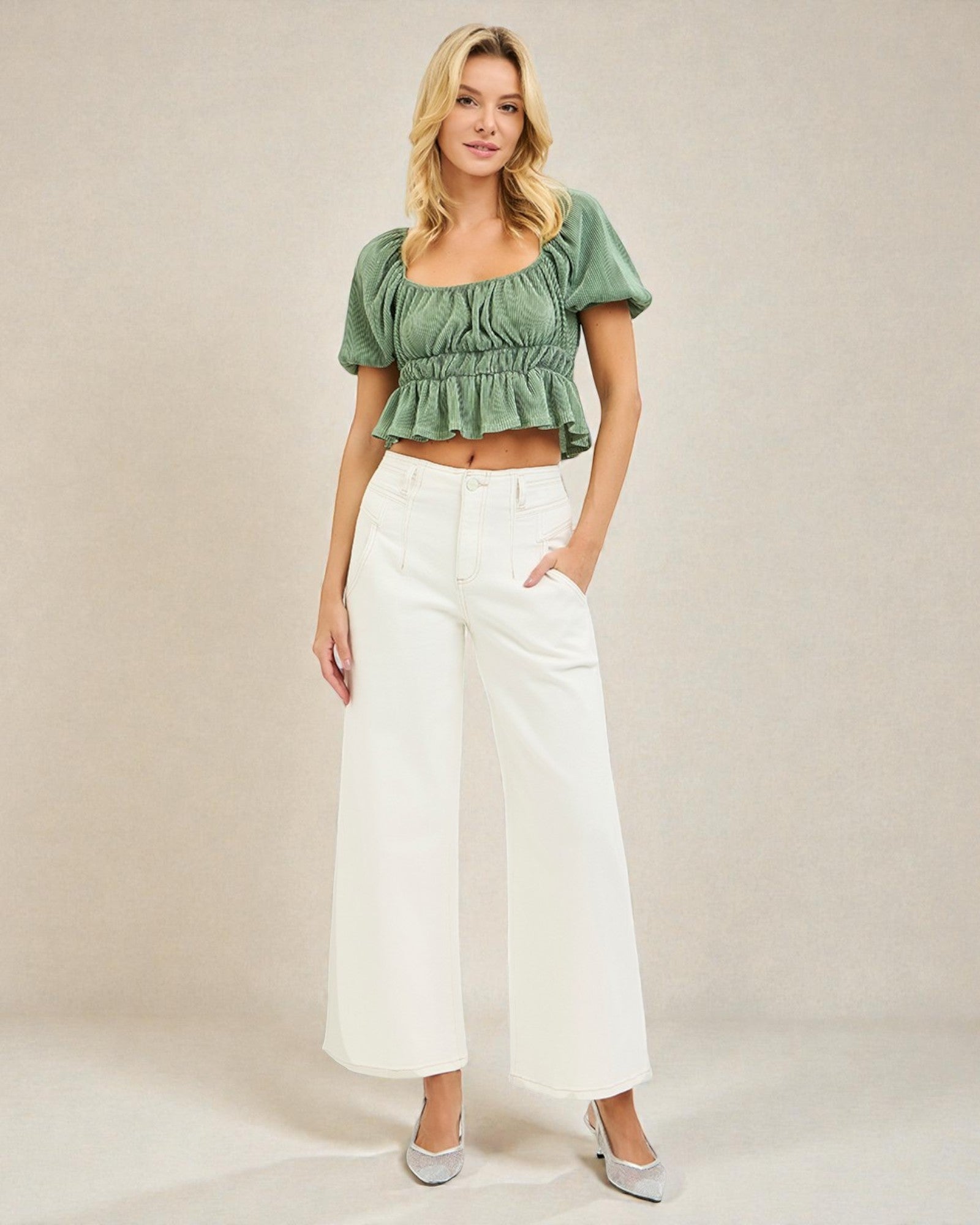 White Wide-Leg Pants