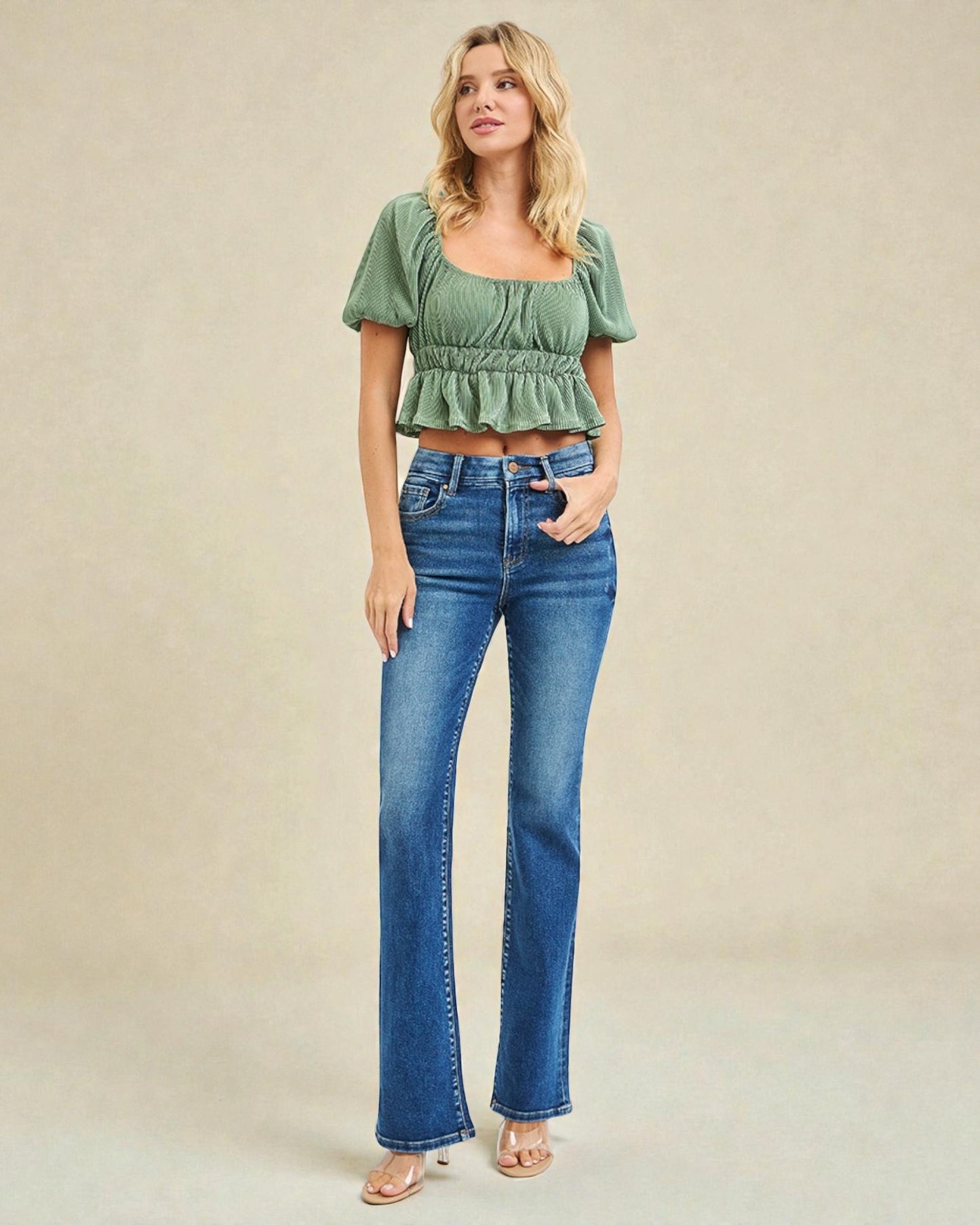 Medium Wash Slim Bootcut Jeans