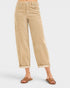 Beige jeans worn by a person on a white background