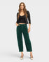 Hunter Green High Rise Corduroy Barrel Pants