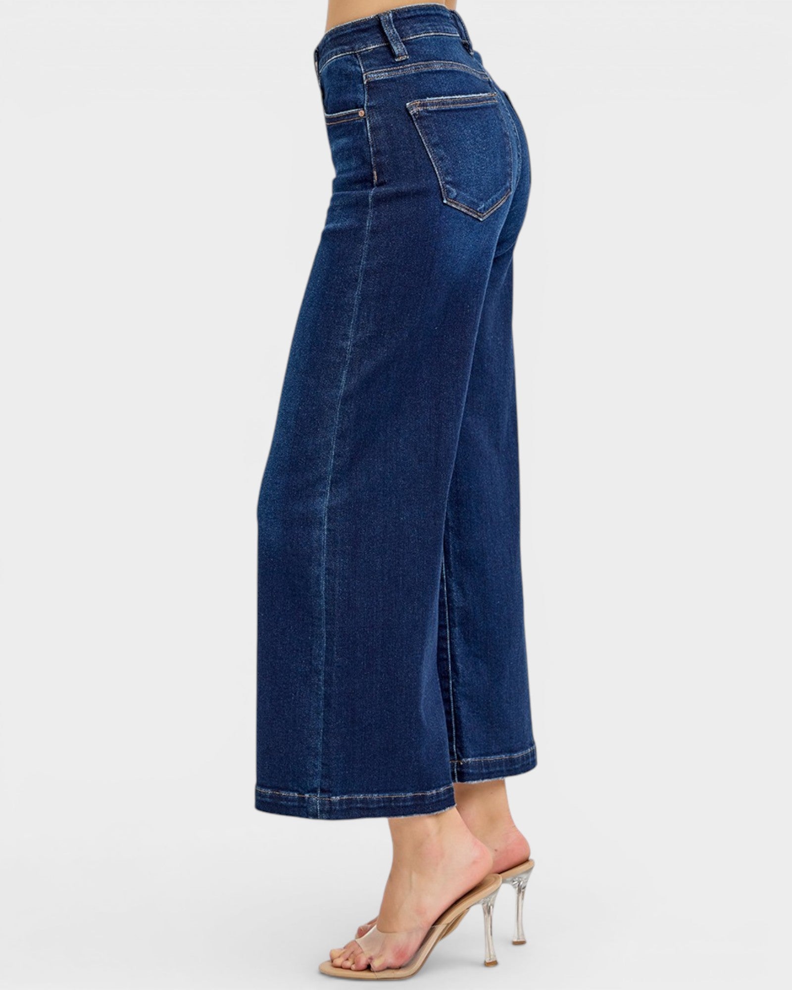 Dark Wash High Rise Wide Leg Crop Jeans