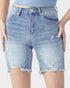 Light Wash High Rise Distressed Denim Shorts