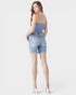 Light Wash High Rise Distressed Denim Shorts