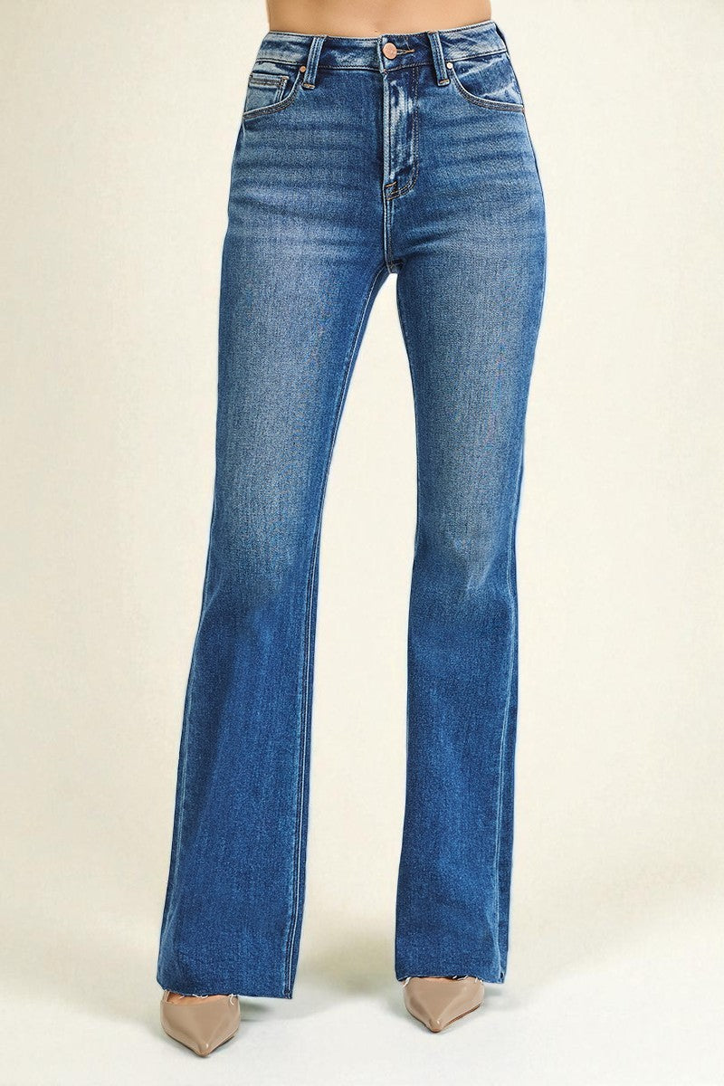 Blue jeans on a beige background