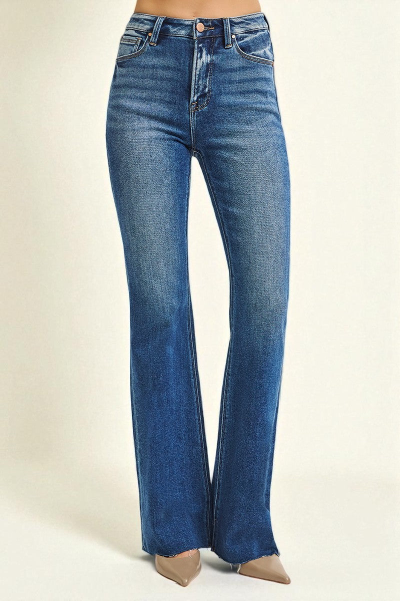 Blue jeans on a beige background