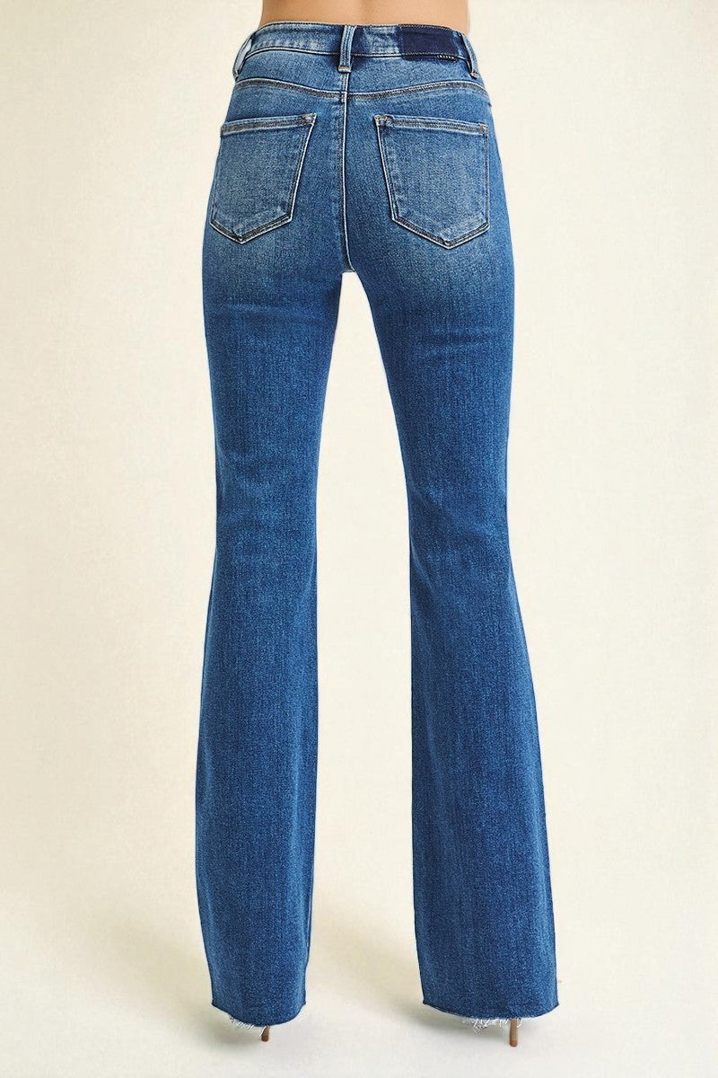 Blue jeans on a beige background