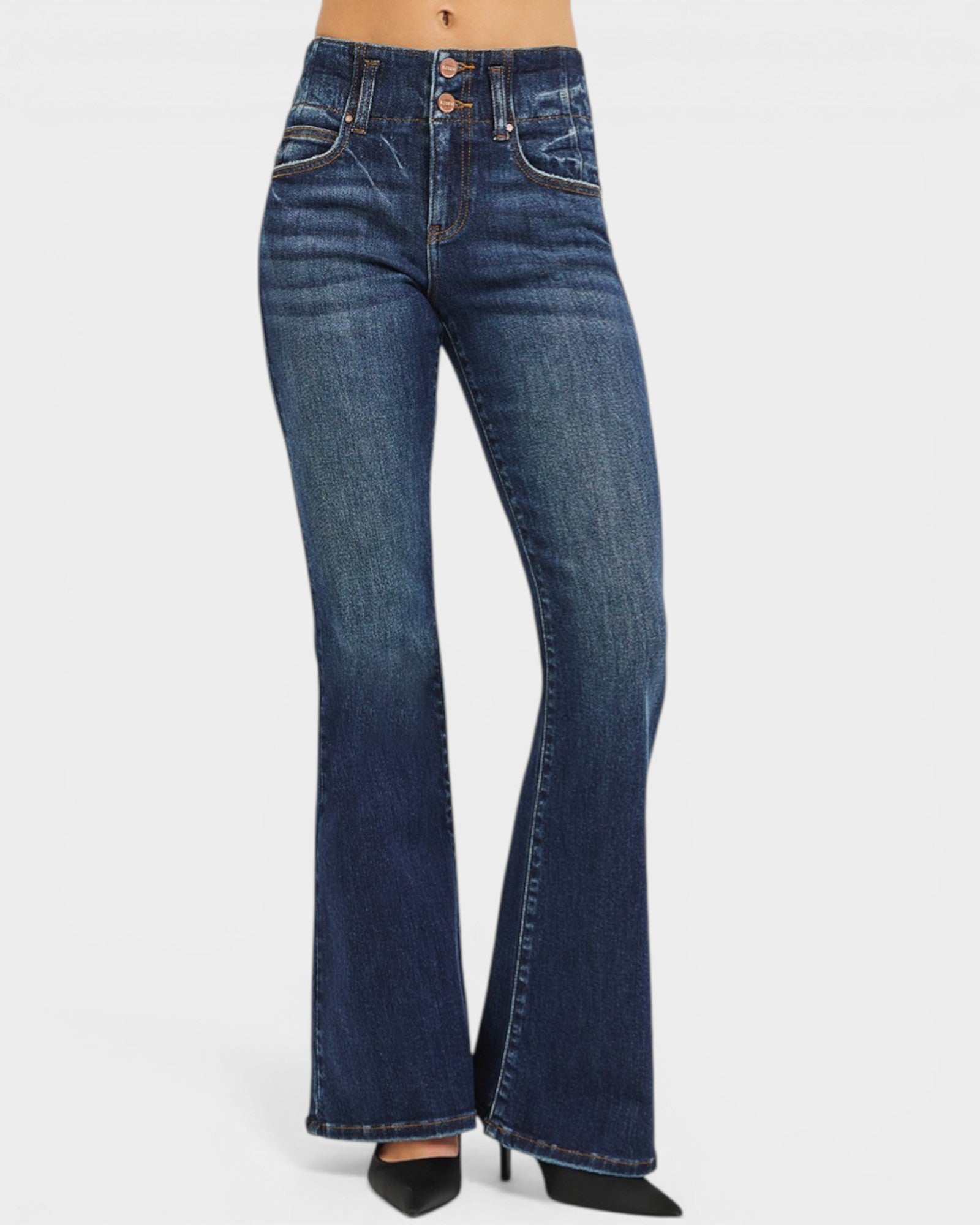 Blue jeans on a white background