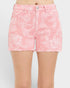 Pink floral shorts on a white background