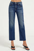 Blue jeans worn by a person on a white background